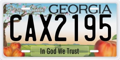 GA license plate CAX2195