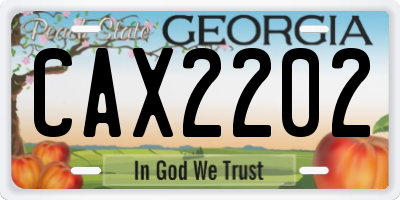 GA license plate CAX2202