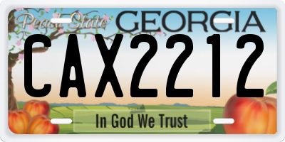 GA license plate CAX2212