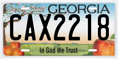 GA license plate CAX2218