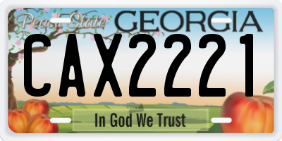 GA license plate CAX2221