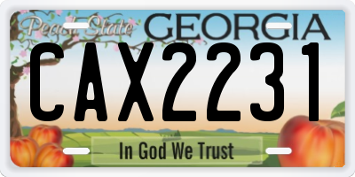 GA license plate CAX2231