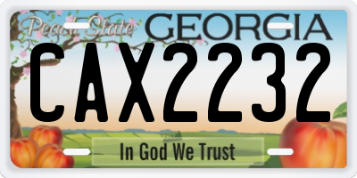 GA license plate CAX2232