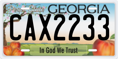 GA license plate CAX2233