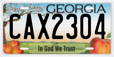 GA license plate CAX2304