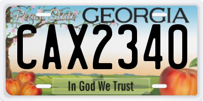 GA license plate CAX2340