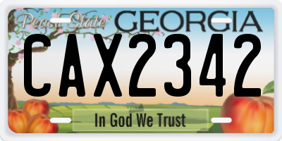 GA license plate CAX2342