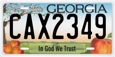 GA license plate CAX2349