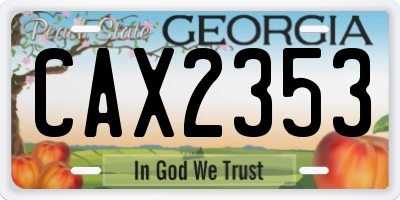 GA license plate CAX2353