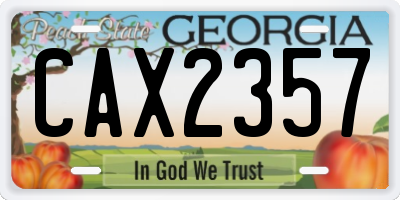 GA license plate CAX2357