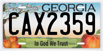 GA license plate CAX2359