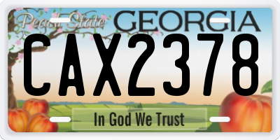 GA license plate CAX2378