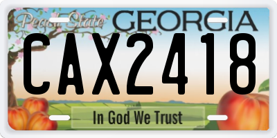 GA license plate CAX2418