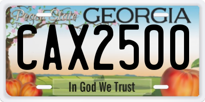 GA license plate CAX2500