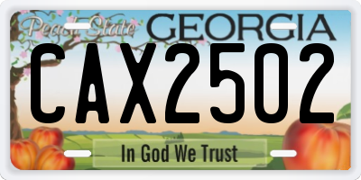 GA license plate CAX2502