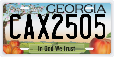 GA license plate CAX2505