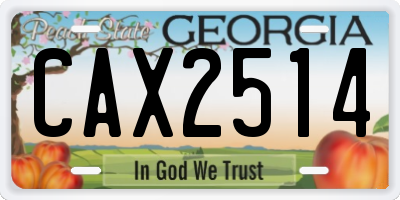 GA license plate CAX2514