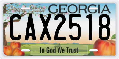 GA license plate CAX2518