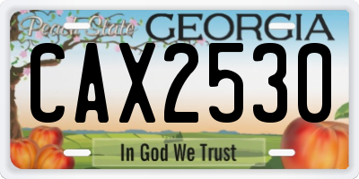 GA license plate CAX2530