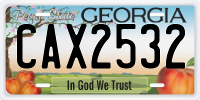 GA license plate CAX2532