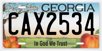 GA license plate CAX2534