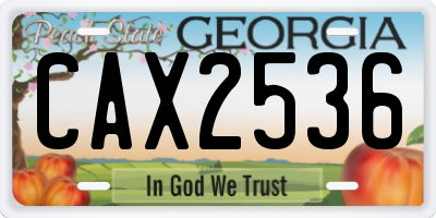 GA license plate CAX2536