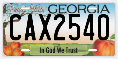 GA license plate CAX2540