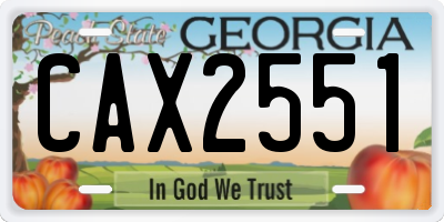 GA license plate CAX2551