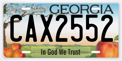 GA license plate CAX2552