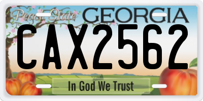 GA license plate CAX2562