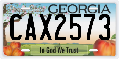 GA license plate CAX2573