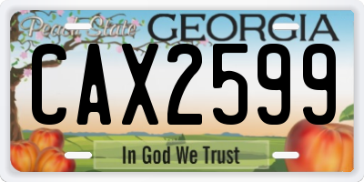 GA license plate CAX2599