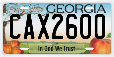 GA license plate CAX2600