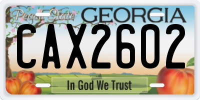 GA license plate CAX2602