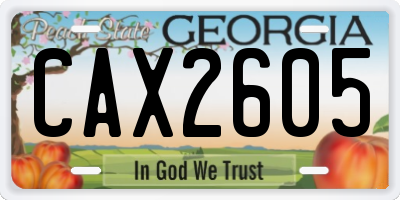 GA license plate CAX2605