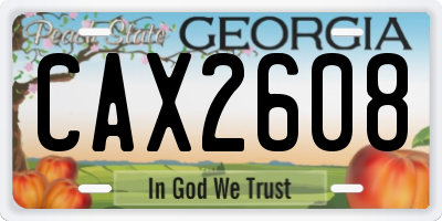GA license plate CAX2608