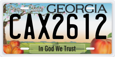 GA license plate CAX2612