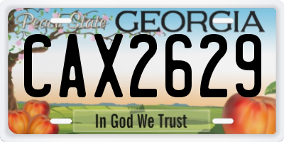 GA license plate CAX2629