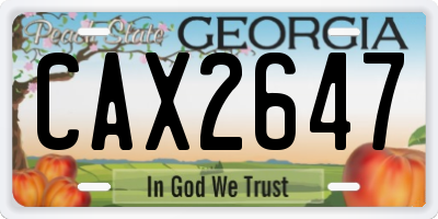 GA license plate CAX2647