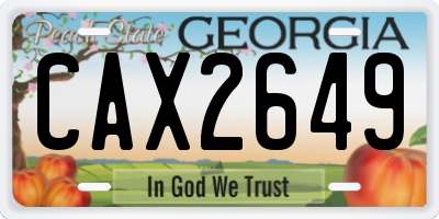 GA license plate CAX2649