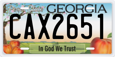 GA license plate CAX2651