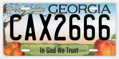 GA license plate CAX2666