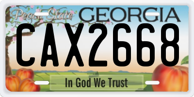 GA license plate CAX2668