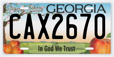 GA license plate CAX2670