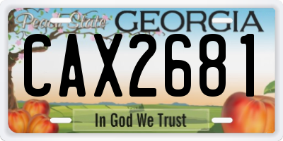 GA license plate CAX2681