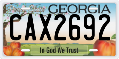 GA license plate CAX2692