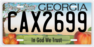 GA license plate CAX2699