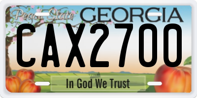 GA license plate CAX2700