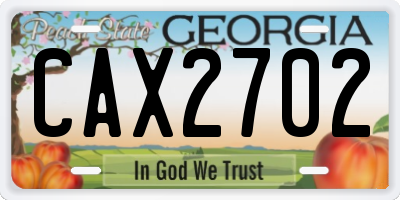 GA license plate CAX2702