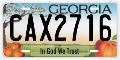 GA license plate CAX2716